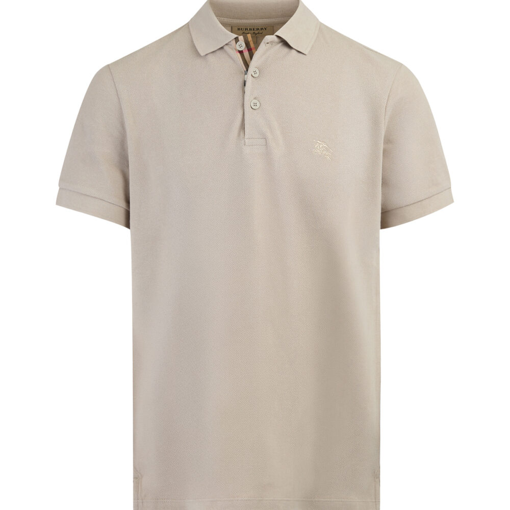 Pale Stone Cotton Collared Polo Shirt