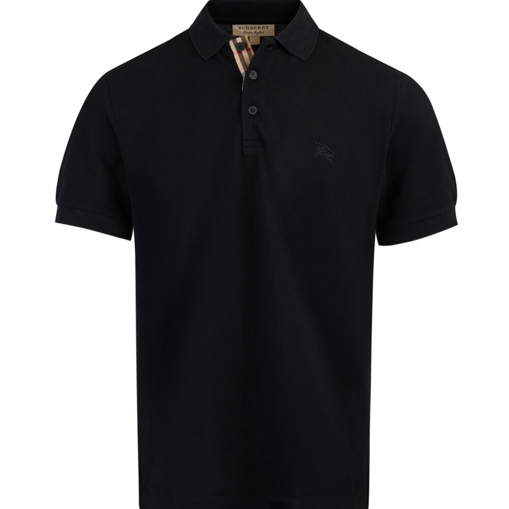Black Cotton Collared Polo Shirt