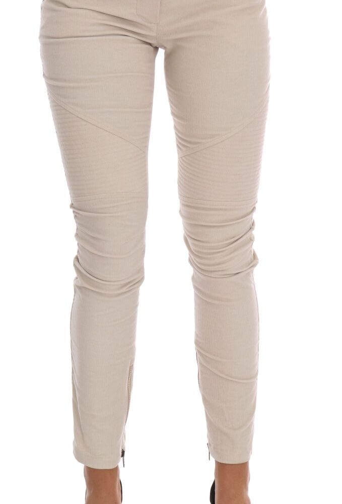 Beige Slim Jeans Corduroy Skinny Pants