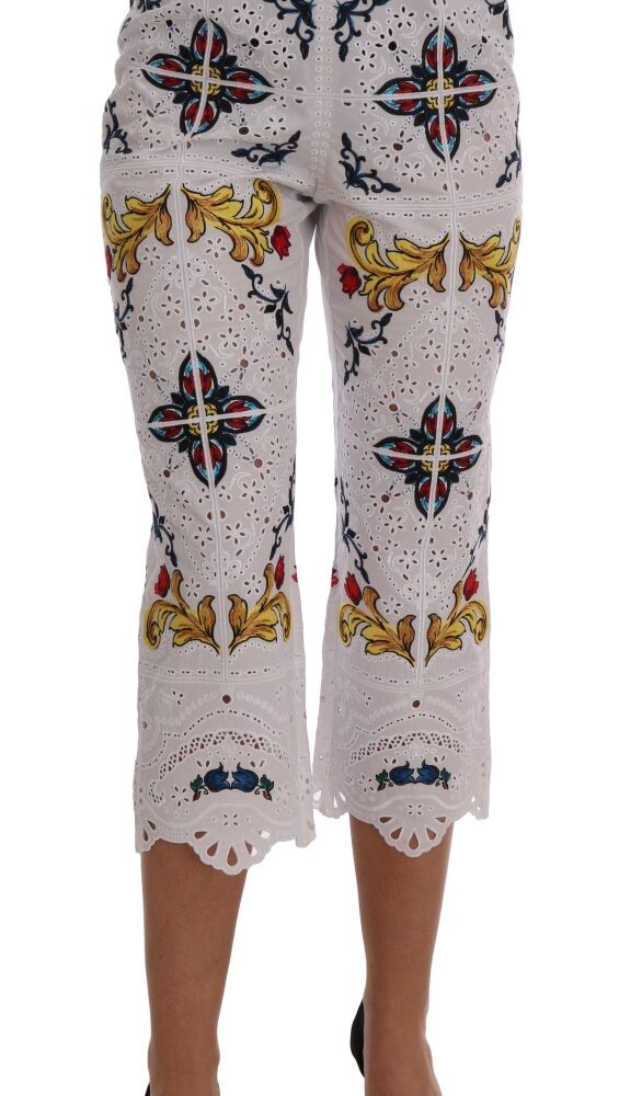 Mulicolor Majolica Cutout Capri Pants