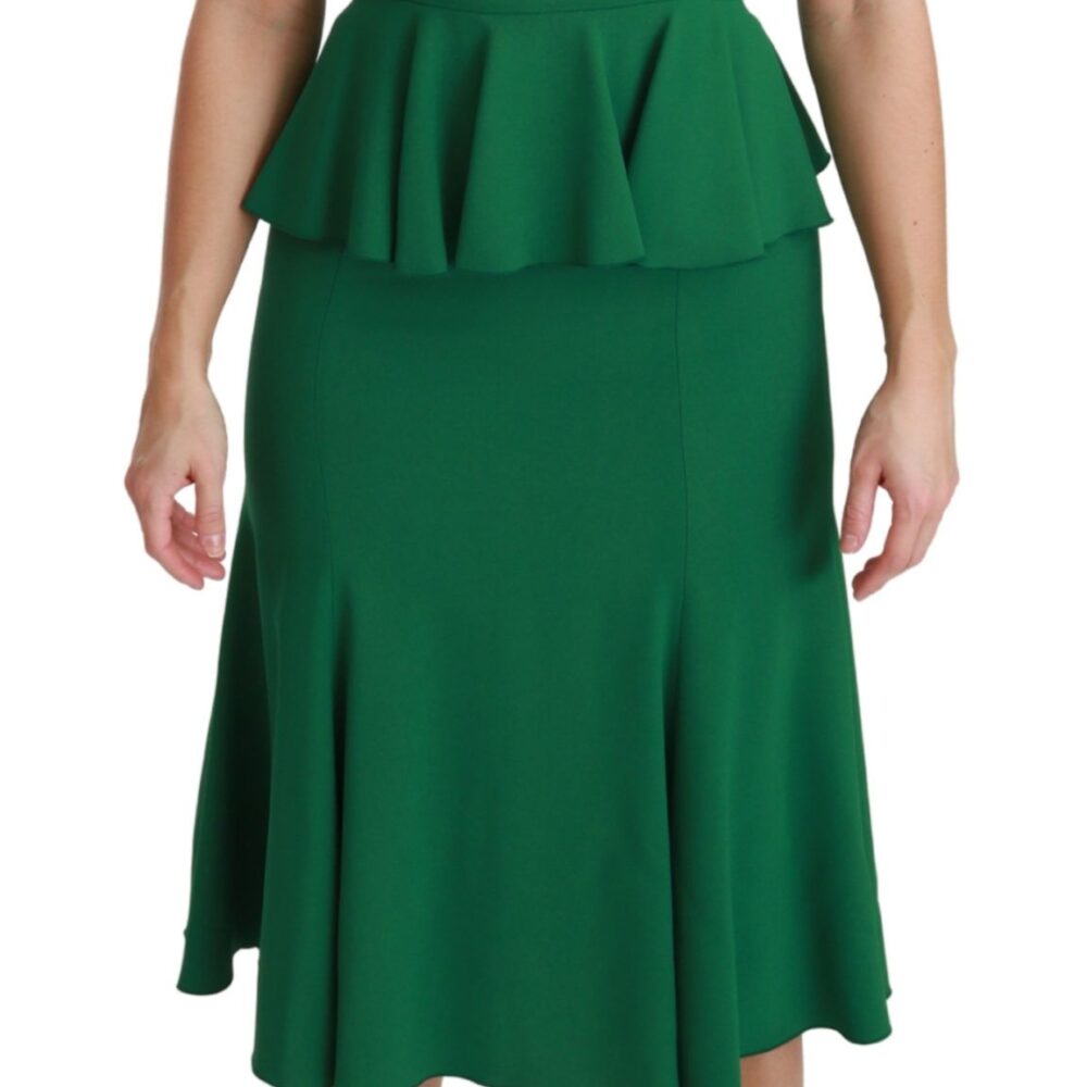 Green Heart Patch Mermaid Midi Viscose Dress