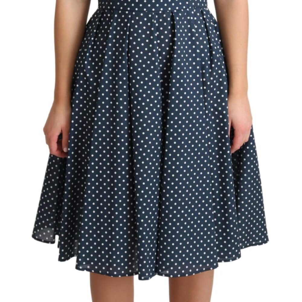 Blue Dotted Cotton A-Line Gown Dress