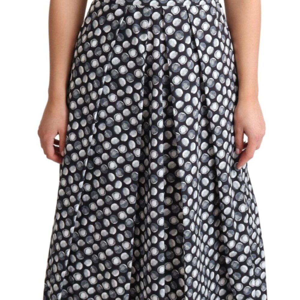 Blue Geometric Cotton A-Line Gown Dress