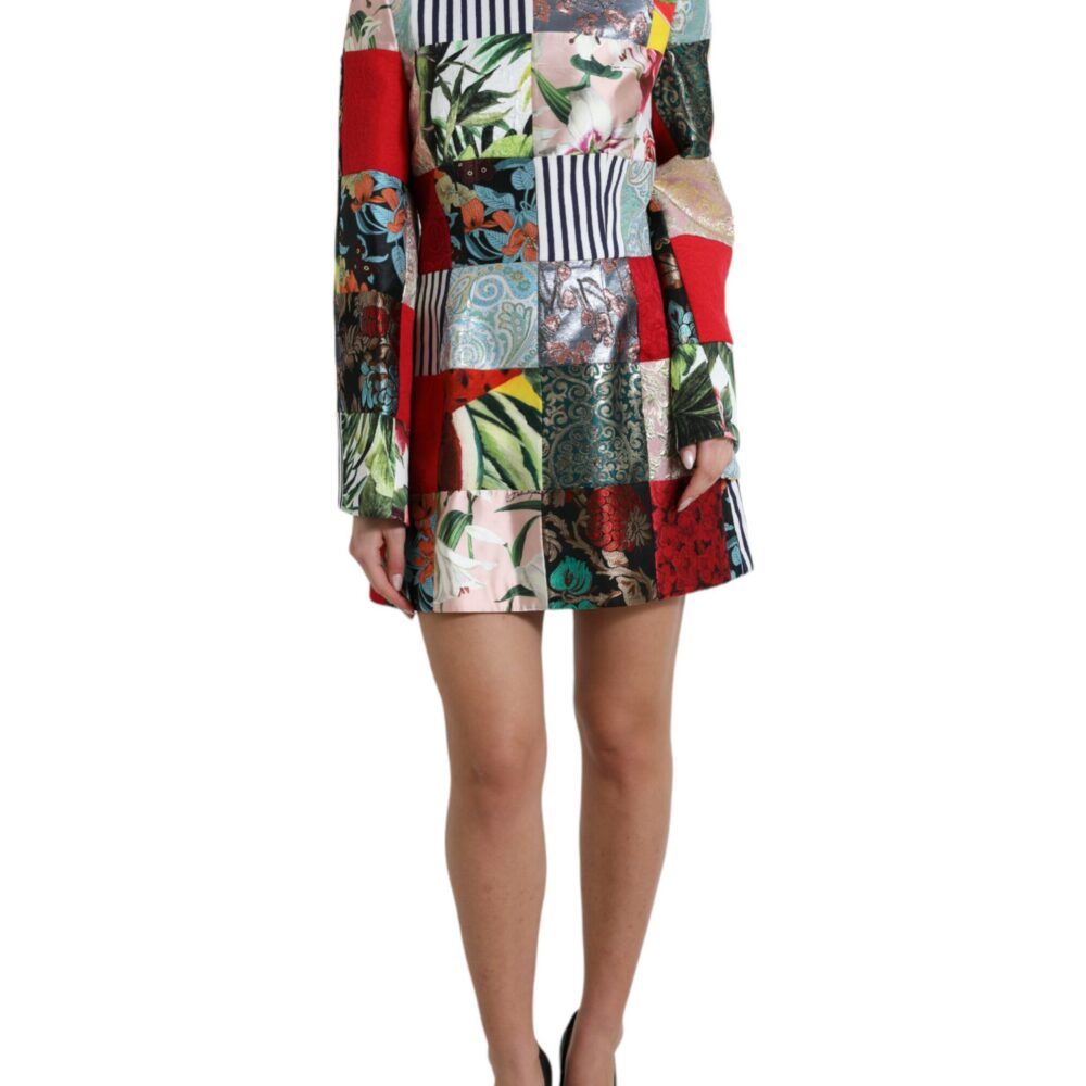 Multicolor Floral Patchwork Shift Mini Dress
