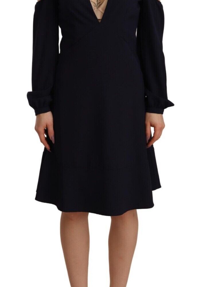 Black Long Sleeves Open Shoulder A-line Dress