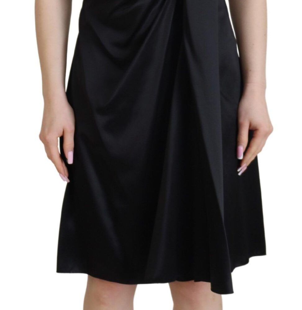 Black Silk Shift Short Mini Party Dress
