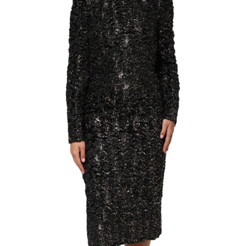 Black Sequin Bouclé Tweed Sheath Dress