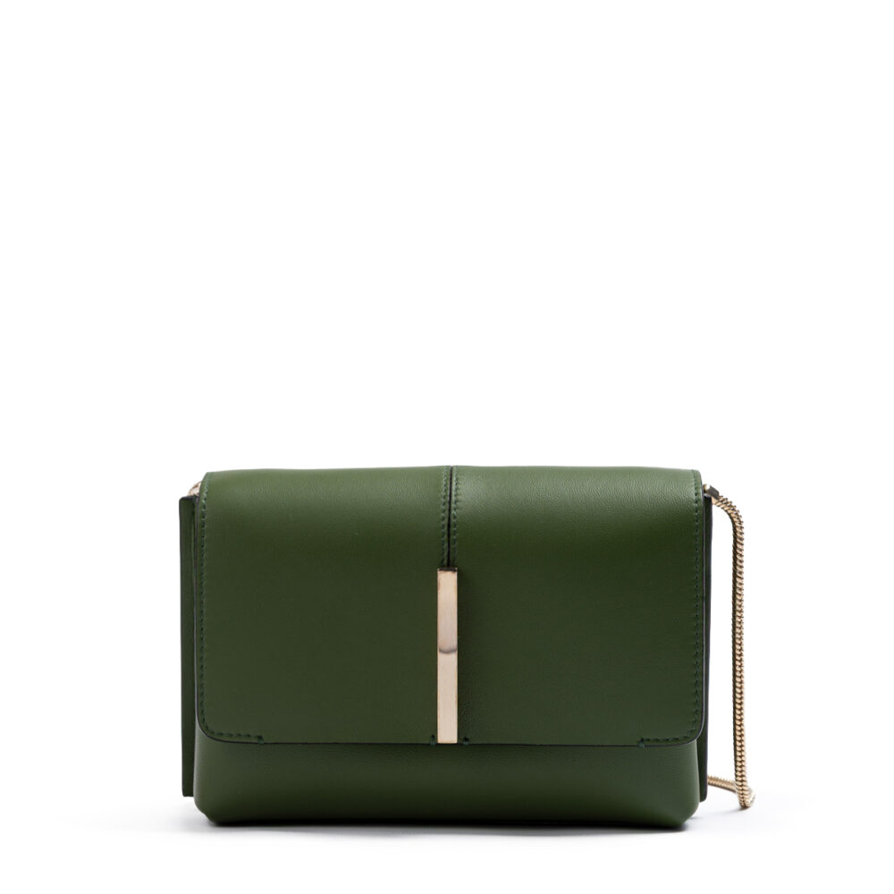 Dark Green Leather Crossbody Bag