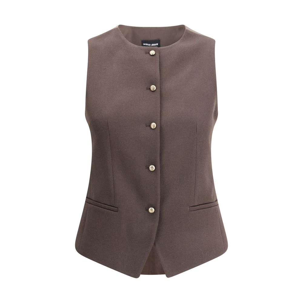 Single-breasted hemp and viscose Vest