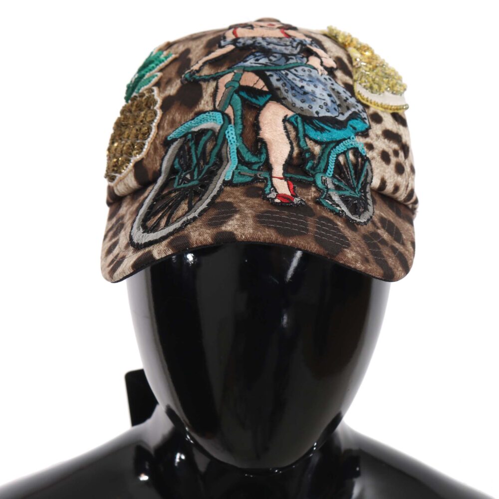 Brown Leopard Sequin Sicily Applique Baseball Hat
