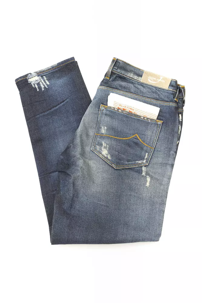 Blue Cotton Women's Jeans with Pony Skin Label