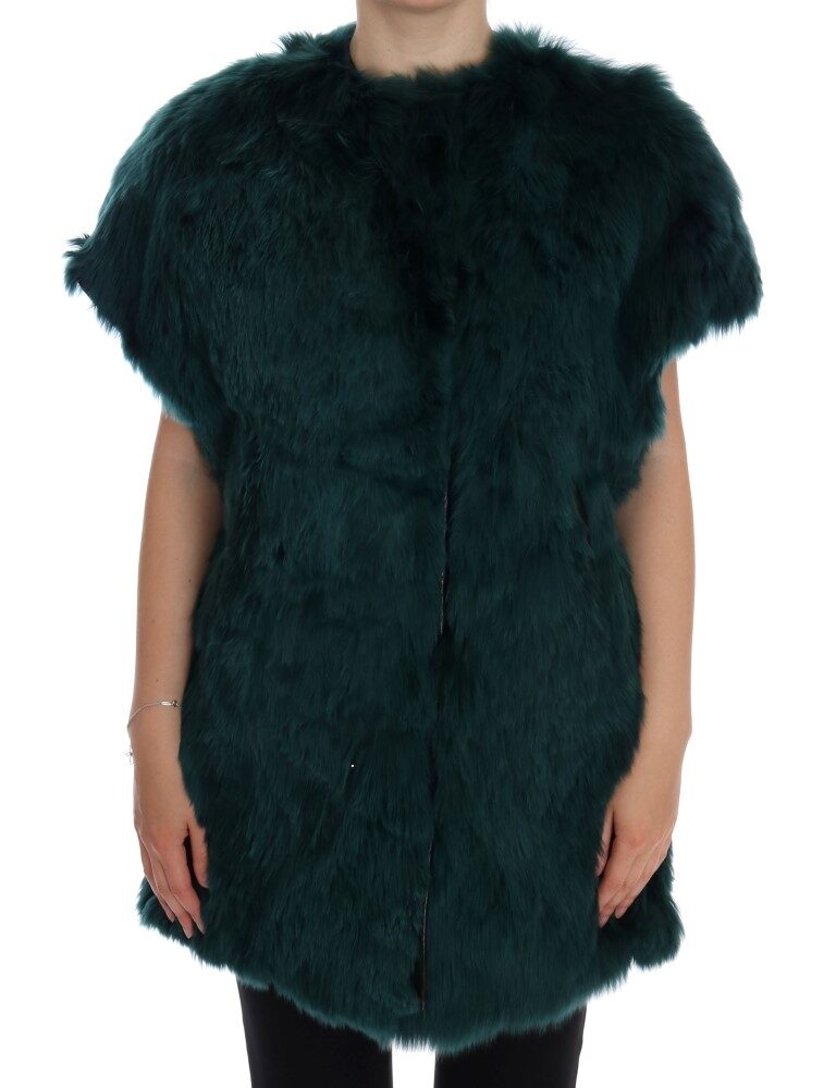 Green Alpaca Fur Vest Sleeveless Jacket