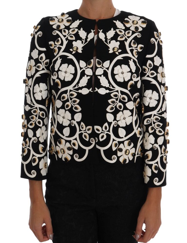 Black Baroque Floral Crystal Jacket