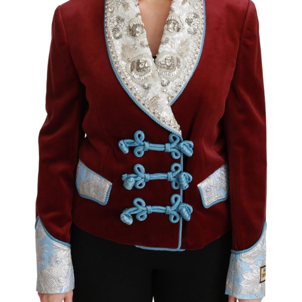 Red Velvet Baroque Crystal Blazer Jacket