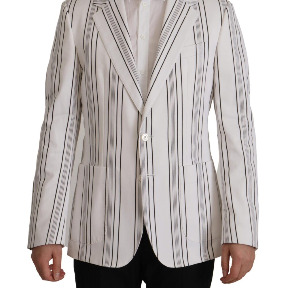 White Stripes Cotton Single Breasted Blazer
