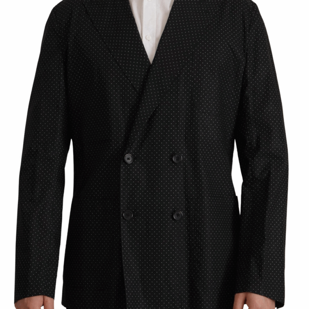 Black Polka Dotted Cotton Blazer Jacket