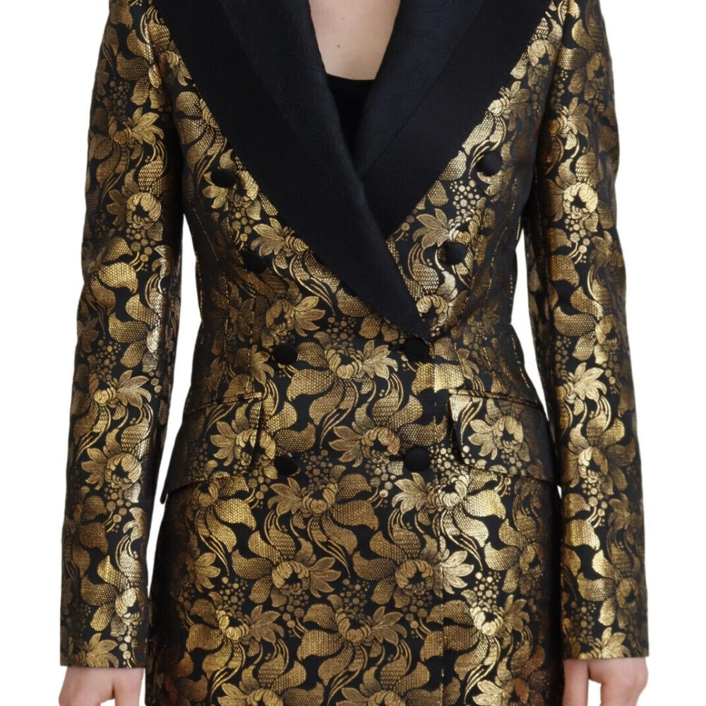 Black Gold Jacquard Coat Blazer Jacket