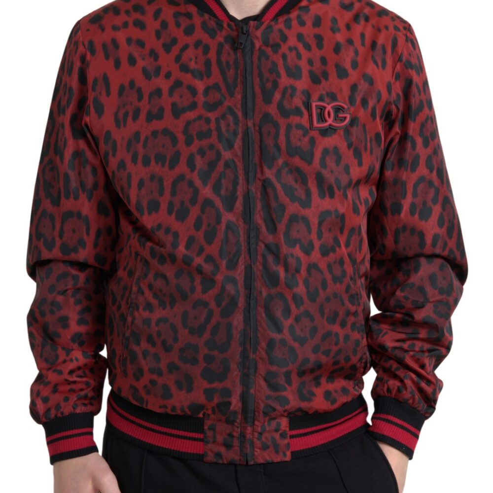 Red Leopard Bomber Short Coat Jacket