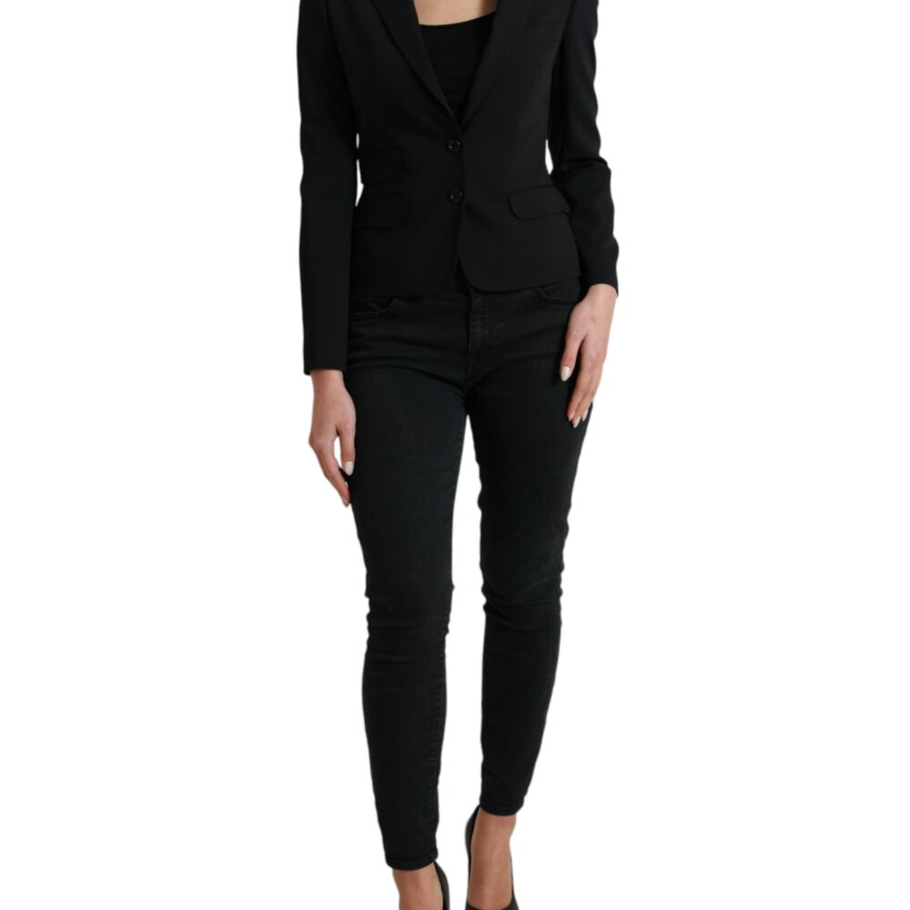 Black Wool Single Breasted Blazer Coat Jacket