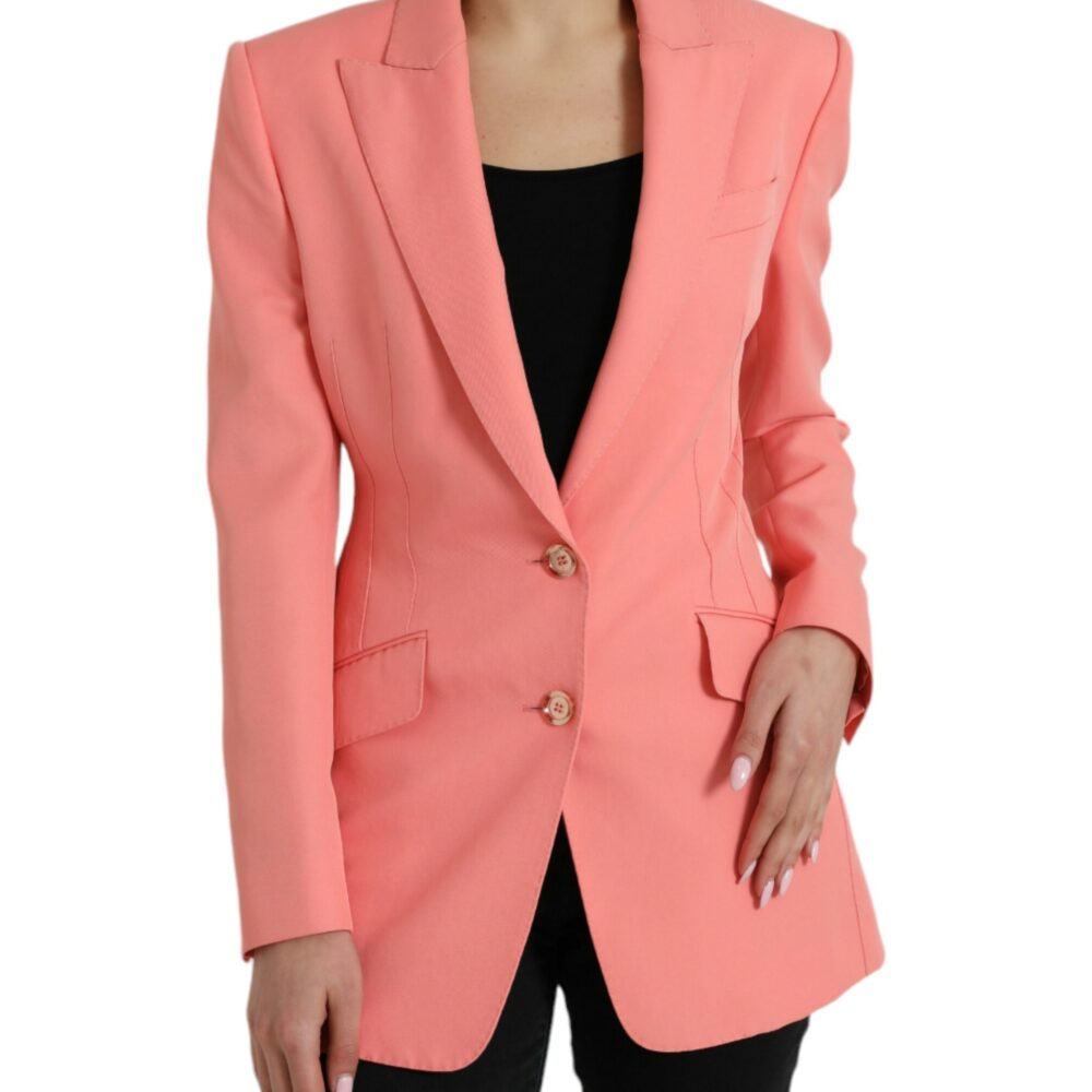 Pink Polyester Single Breasted Blazer Jacket