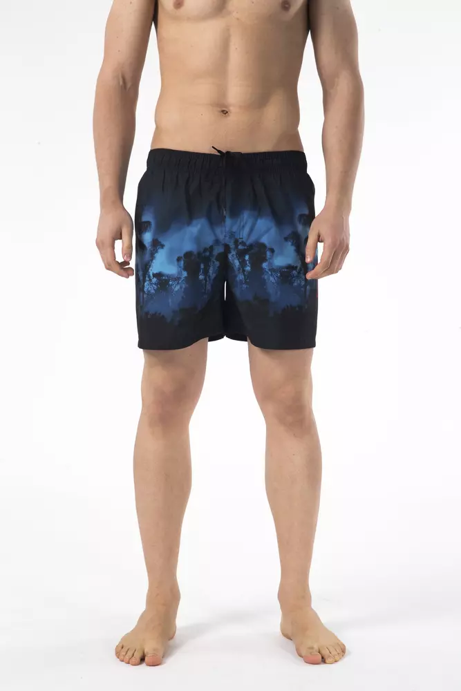 Black Polyester Men Swimwear