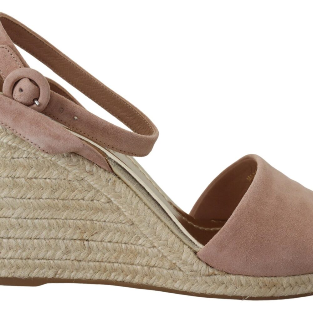 Pink Suede Leather Ankle Strap Sandals