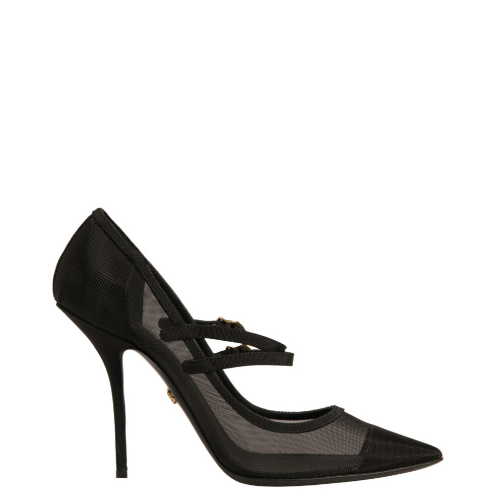 Black Mesh Mary Jane High Heels Pumps Shoes