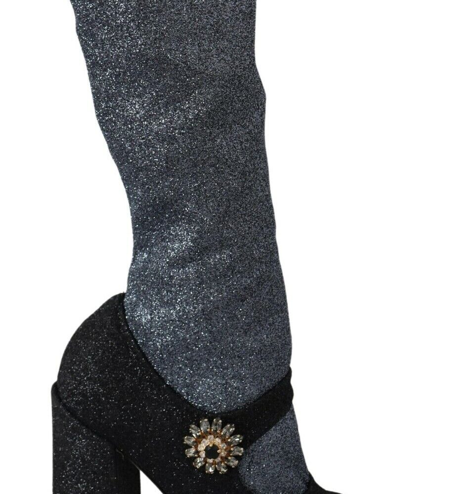 Black Crystal Mary Janes Booties Shoes