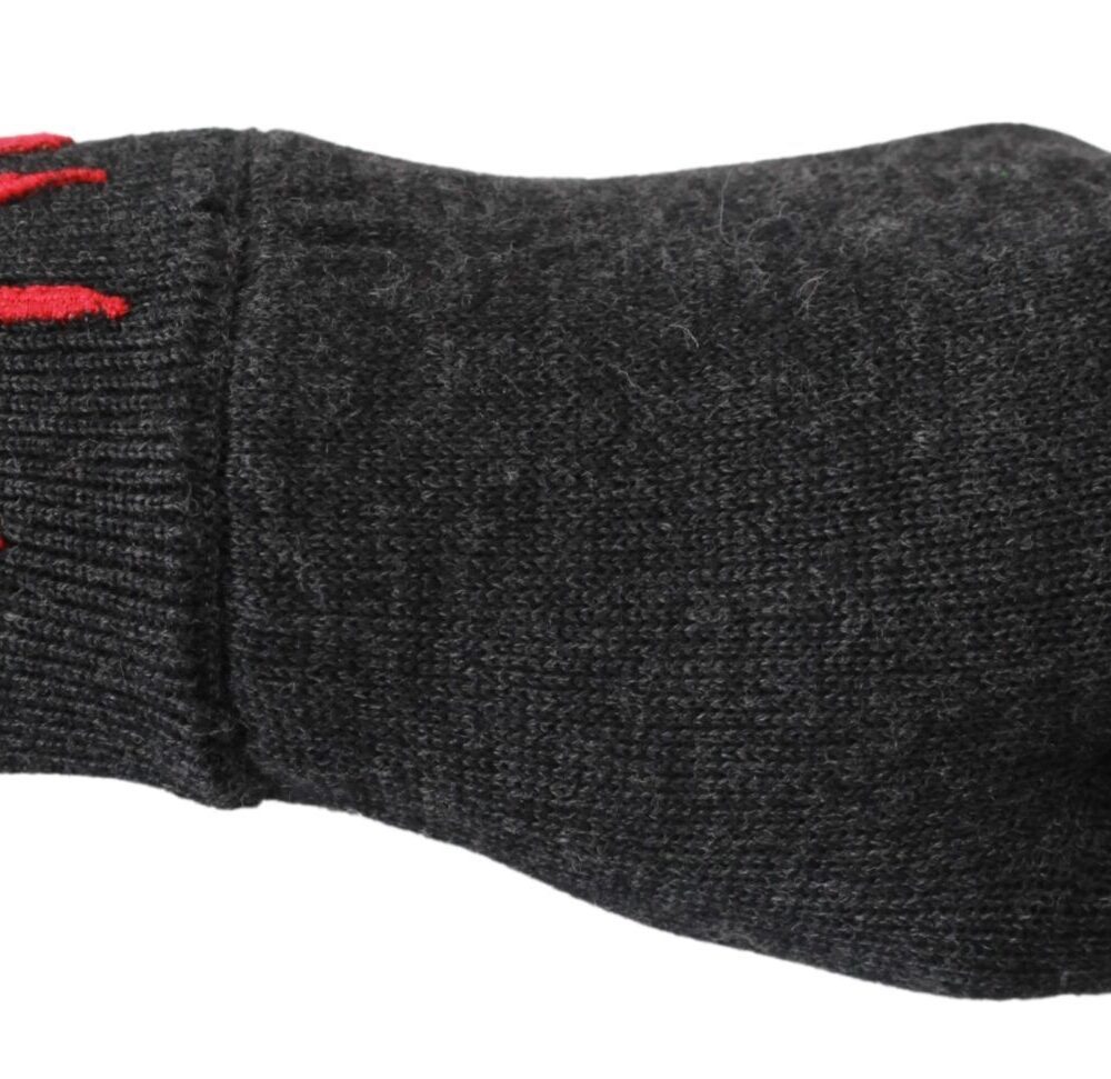 Gray #DGLovesLondon Embroidered Wool Gloves