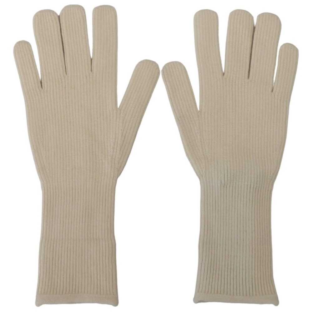 White Cashmere Knitted Hands Mitten Mens Gloves