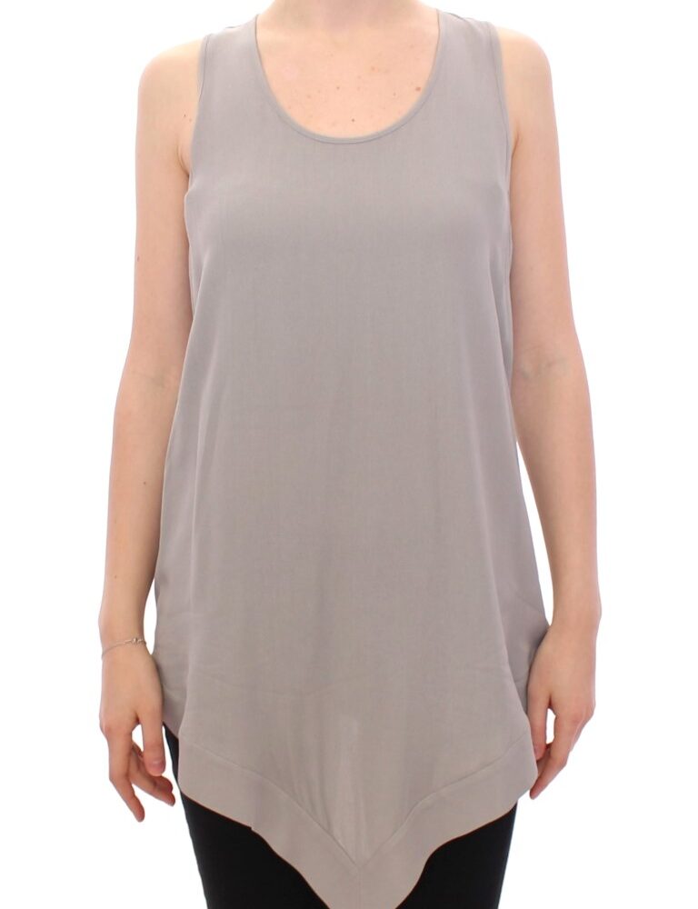 Gray Viscose Tank Top Shirt Blouse