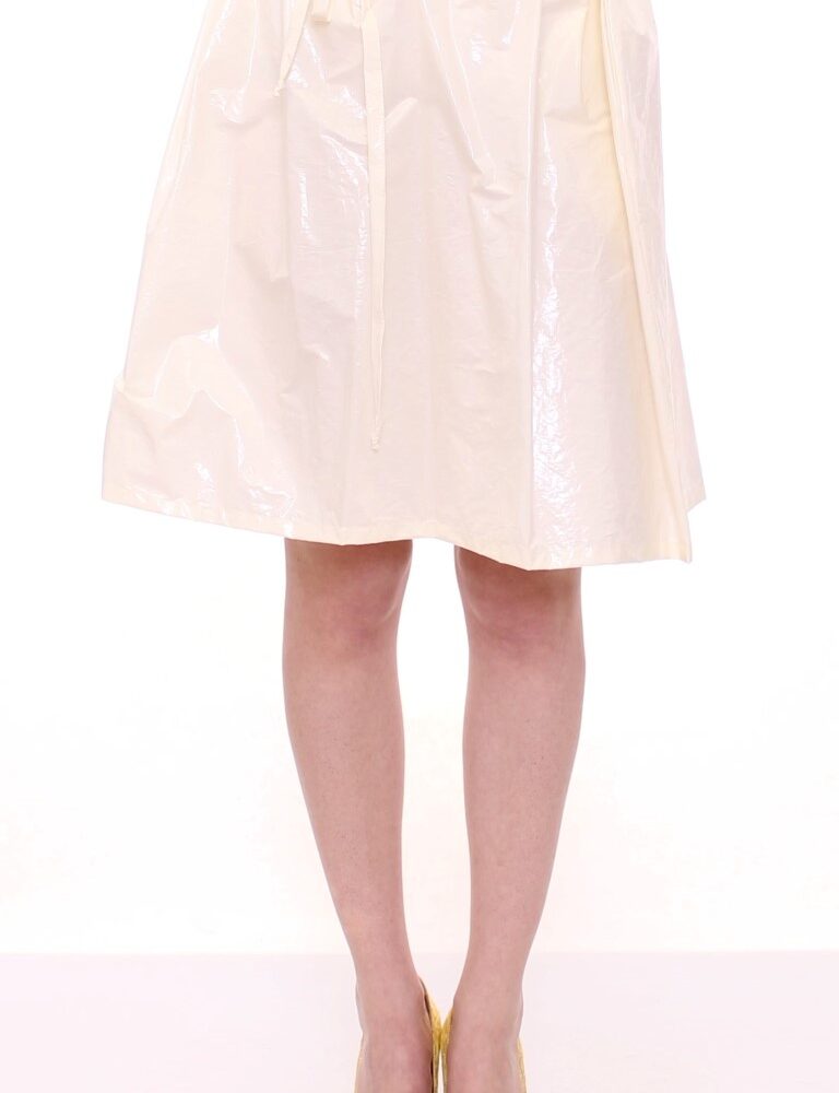 White Above-Knee Stretch Waist Strap Skirt