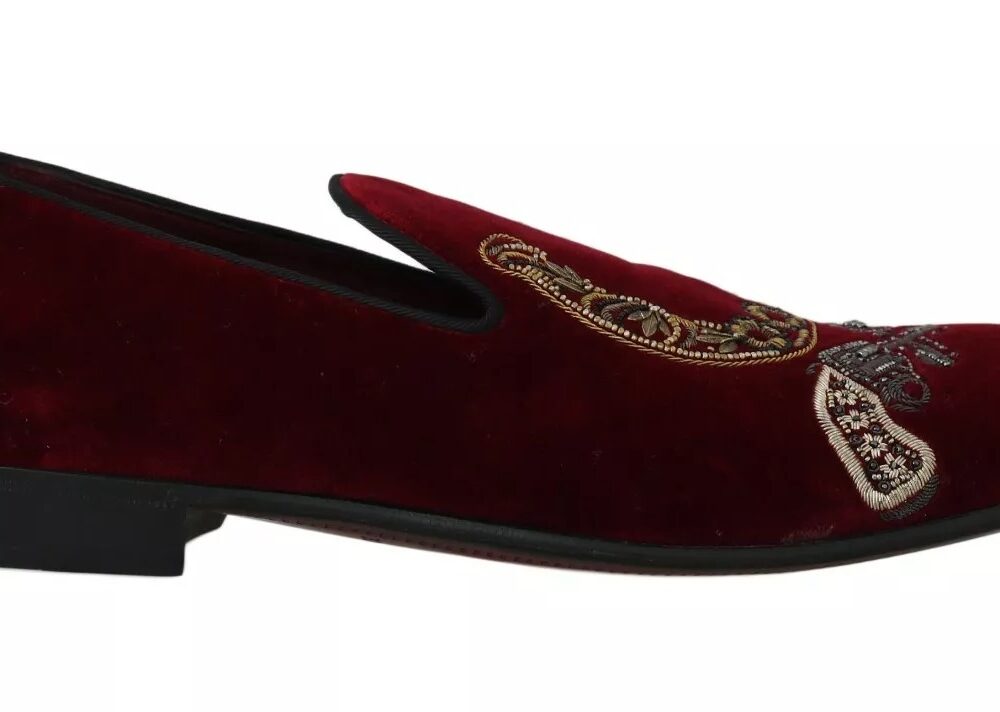 Bordeaux Velvet Loafers Gun Horseshoe Shoes