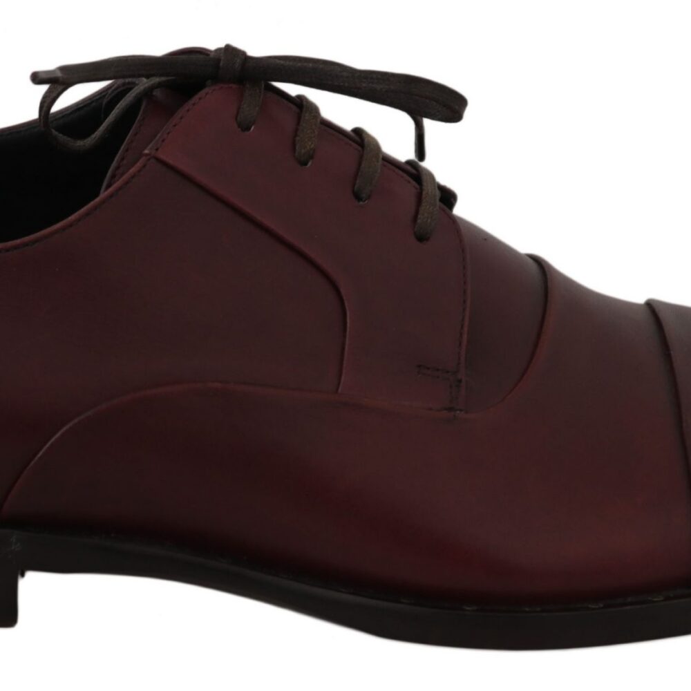 Red Bordeaux Leather Derby Formal Shoes