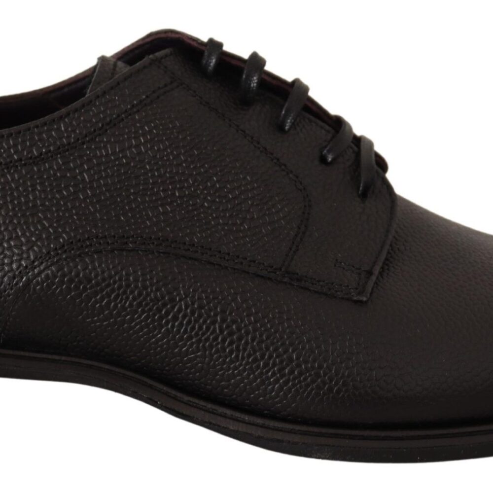 Black Leather Lace Up Mens Formal Derby Shoes