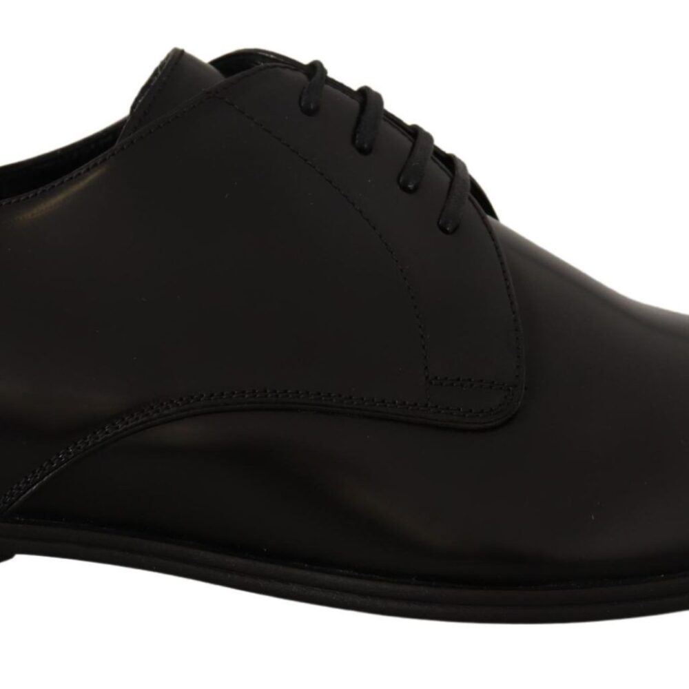 Black Leather Lace Up Formal Derby Shoes