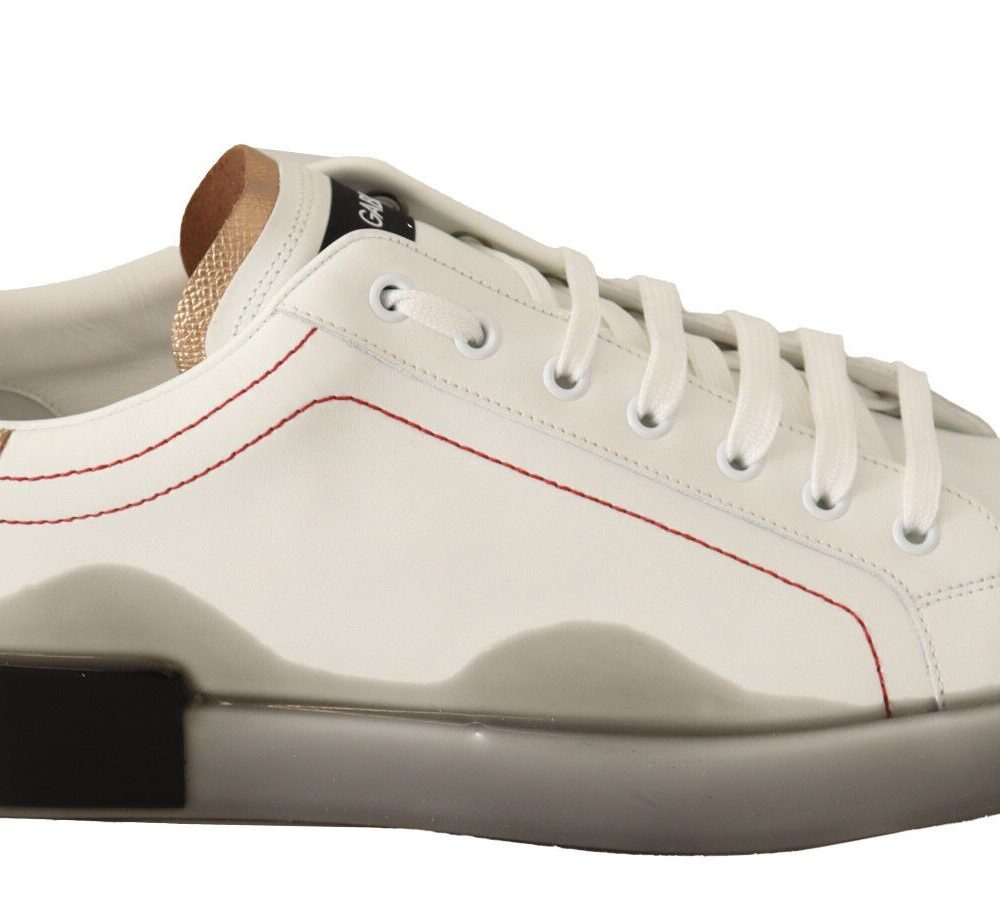 White Gold Leather Low Top Sneakers Casual Shoes