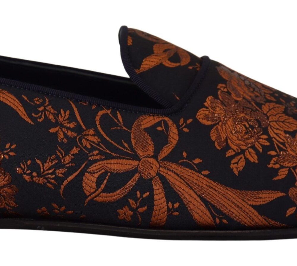 Blue Rust Floral Slippers Loafers Shoes