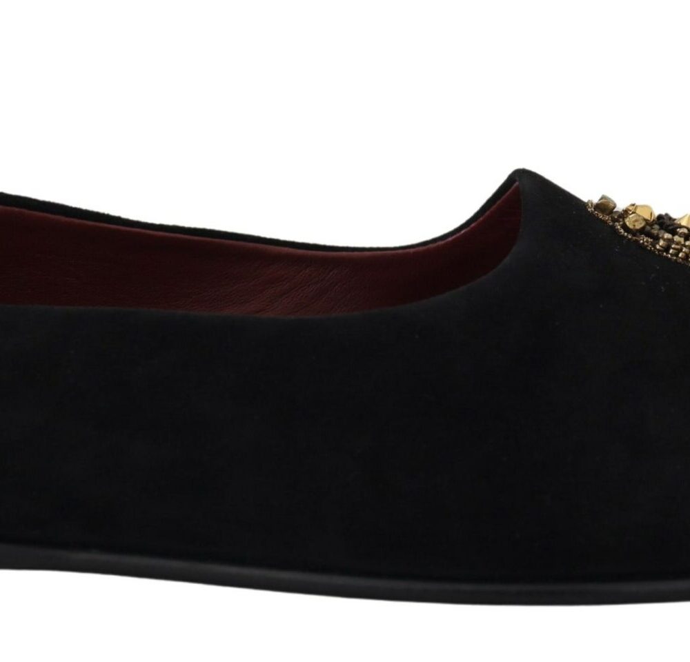 Black Suede Gold Cross Slip On Loafers Shoes