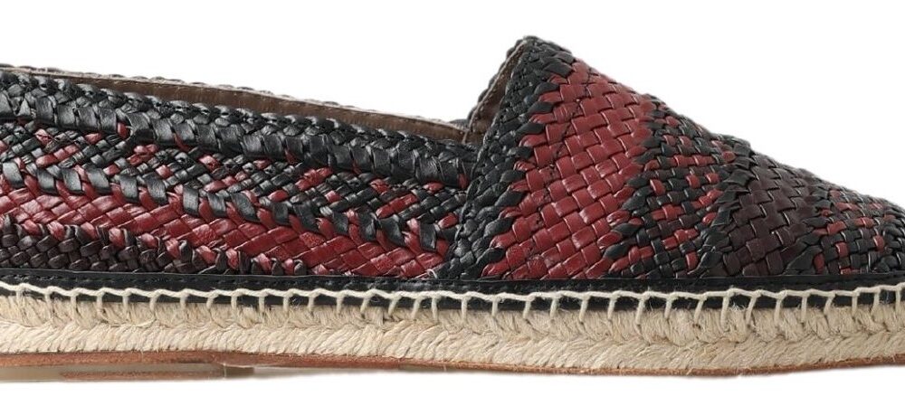 Black Bordeaux Buffalo Leather Espadrille Shoes