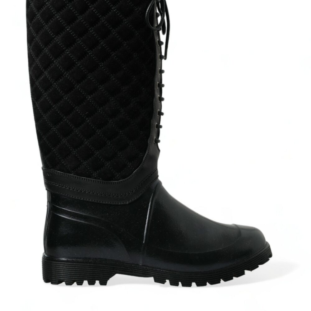 Black Chioggia Rubber Suede Rain Boots Shoes
