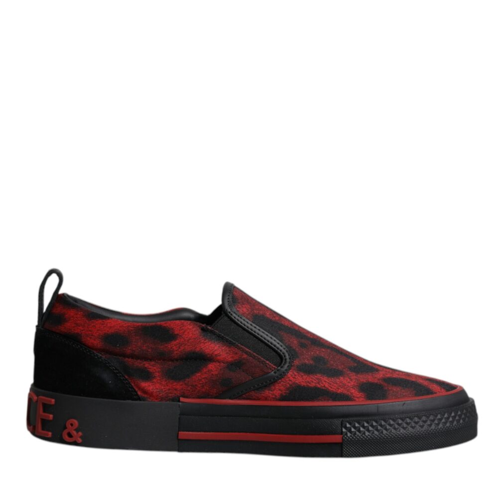 Red Black Leopard Cotton Men Low Top Sneakers Shoes