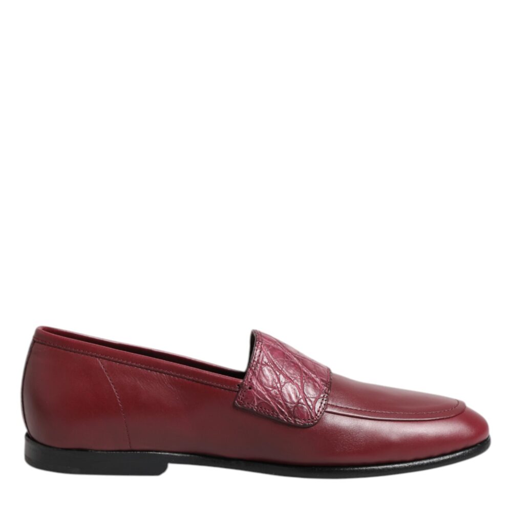 Burgundy Leather Formal Slip On Shoes