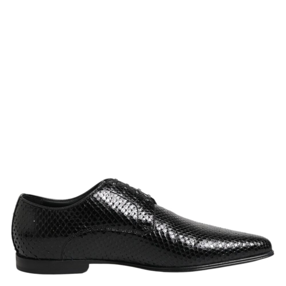 Black Exotic Leather Lace Up Derby Shoes