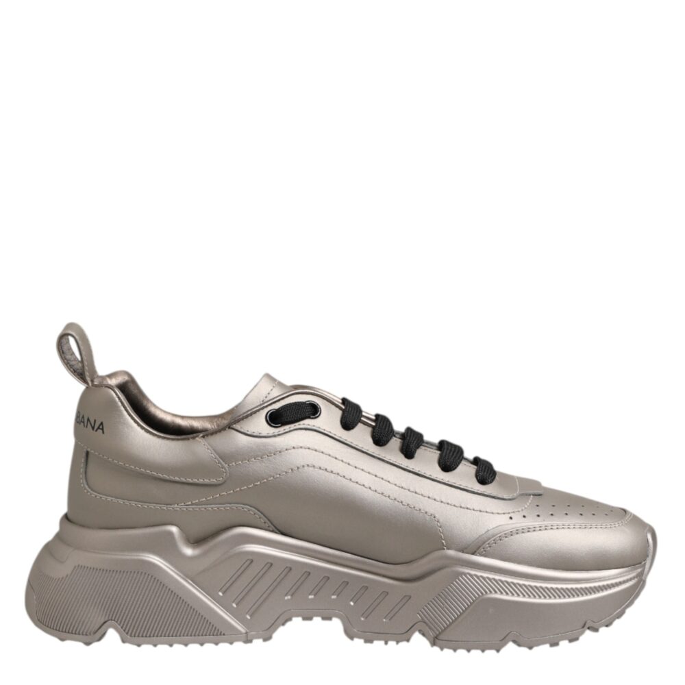 Silver DAYMASTER Leather Men Sneakers Shoes