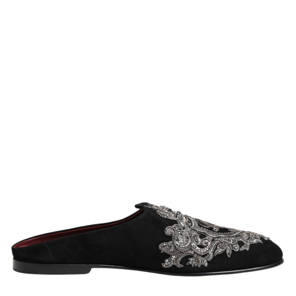 Black Velvet Slides DG Crown Slipper Shoes