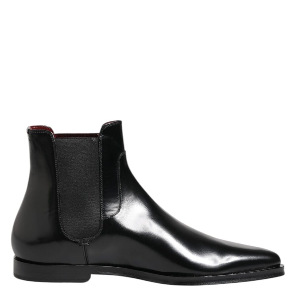 Black Leather MILLENIALS Mid Calf Boots Shoes