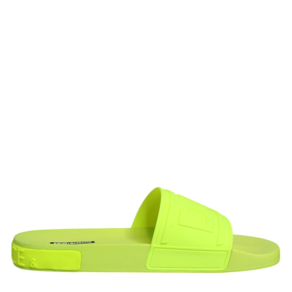 Green Rubber Slides Sandals Beachwear Shoes