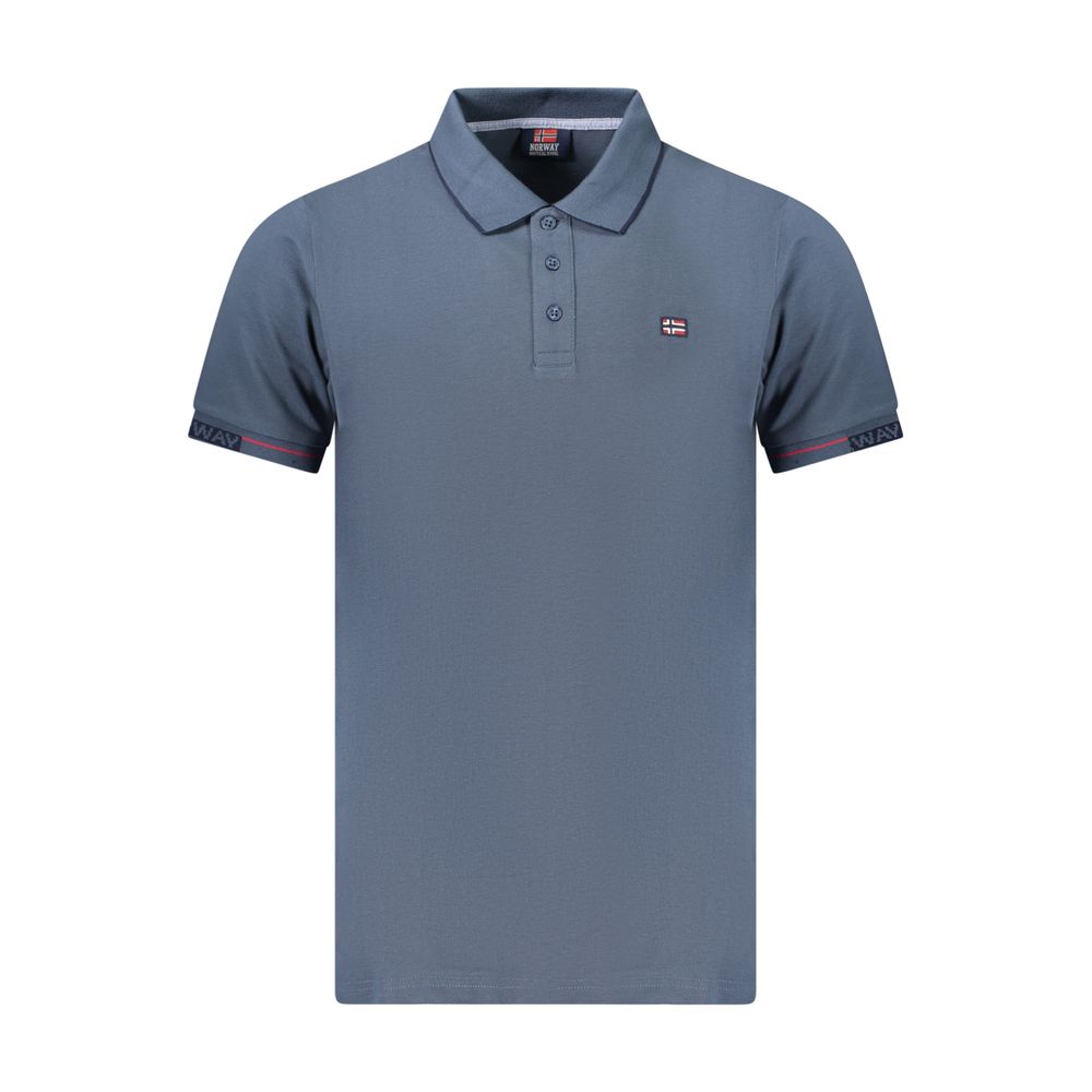 Blue Cotton Men Polo Shirt