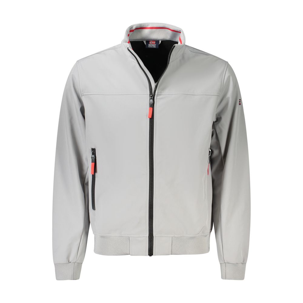 Gray Polyester Men Jacket
